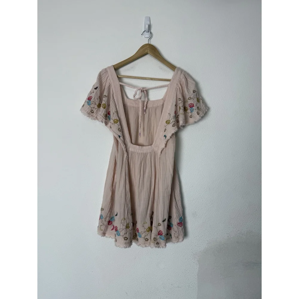 Anthropologie Raquel Embroidery Gauze Tunic Mini Dress Small Boho Festival Hi Lo - Picture 4 of 9